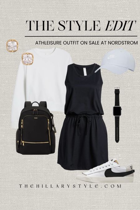 The Style Edit: Athleisure Outfit on Sale at Nordstrom. Active dress, fleece sweatshirt, black dress, white sweatshirt, sneakers, tennis shoes, backpack, Apple Watch band, running hat, baseball cap, CZ stud earrings, gold earrings.
Nike, Zella, Ted Baker, Tumi. Athleisure outfit, athletic outfit, workout outfit, summer outfit, casual outfit, activewear, active dress outfit.

#LTKStyleTip #LTKActive #LTKSeasonal