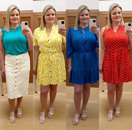 Kohl’s try on! Wearing size large or 12 in everything. All fit true to size but I’d size up in the red dress if you have a C/D or bigger- it’s snug in the chest. Summer outfits. Spring dresses. White skirt  

#LTKOver40 #LTKMidsize #LTKSeasonal