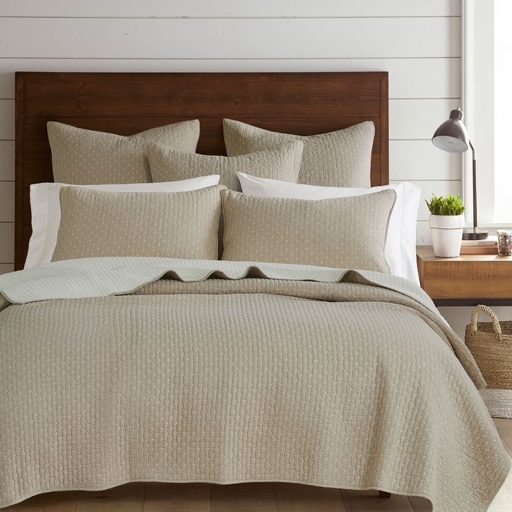 Cross Stitch Taupe Quilt Set - Levtex Home | Target