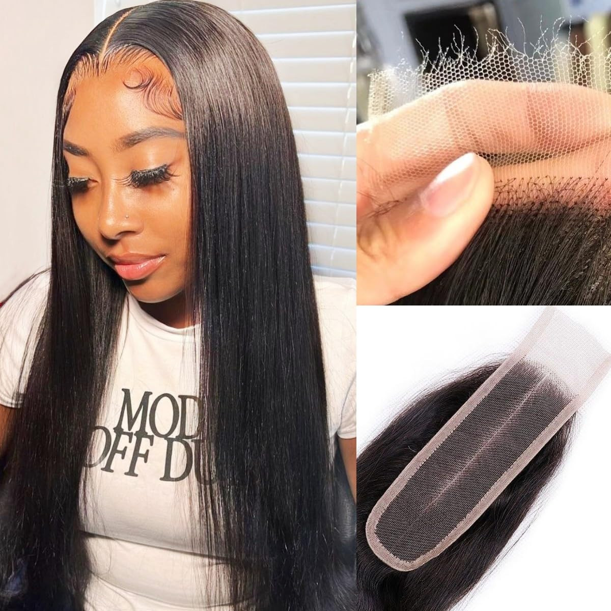 2x6 SKINLIKE Real HD Lace Closure Deep Parting Straight Human Hair 0.095mm Ultra-thin hd lace Clo... | Amazon (US)