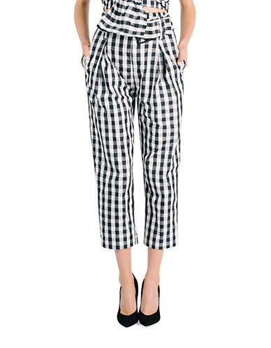 KENDALL   KYLIE&nbsp;High-Rise Cropped Gingham-Check Pants | Lord & Taylor