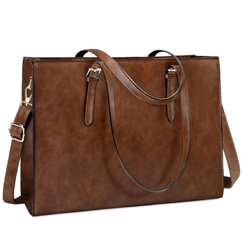 Laptop Bag for Women Waterproof Lightweight Leather 15.6 Inch Computer Tote Bag Business Office Briefcase Large Capacity Handbag Shoulder Bag Professional Office Work Bag | Amazon (US)