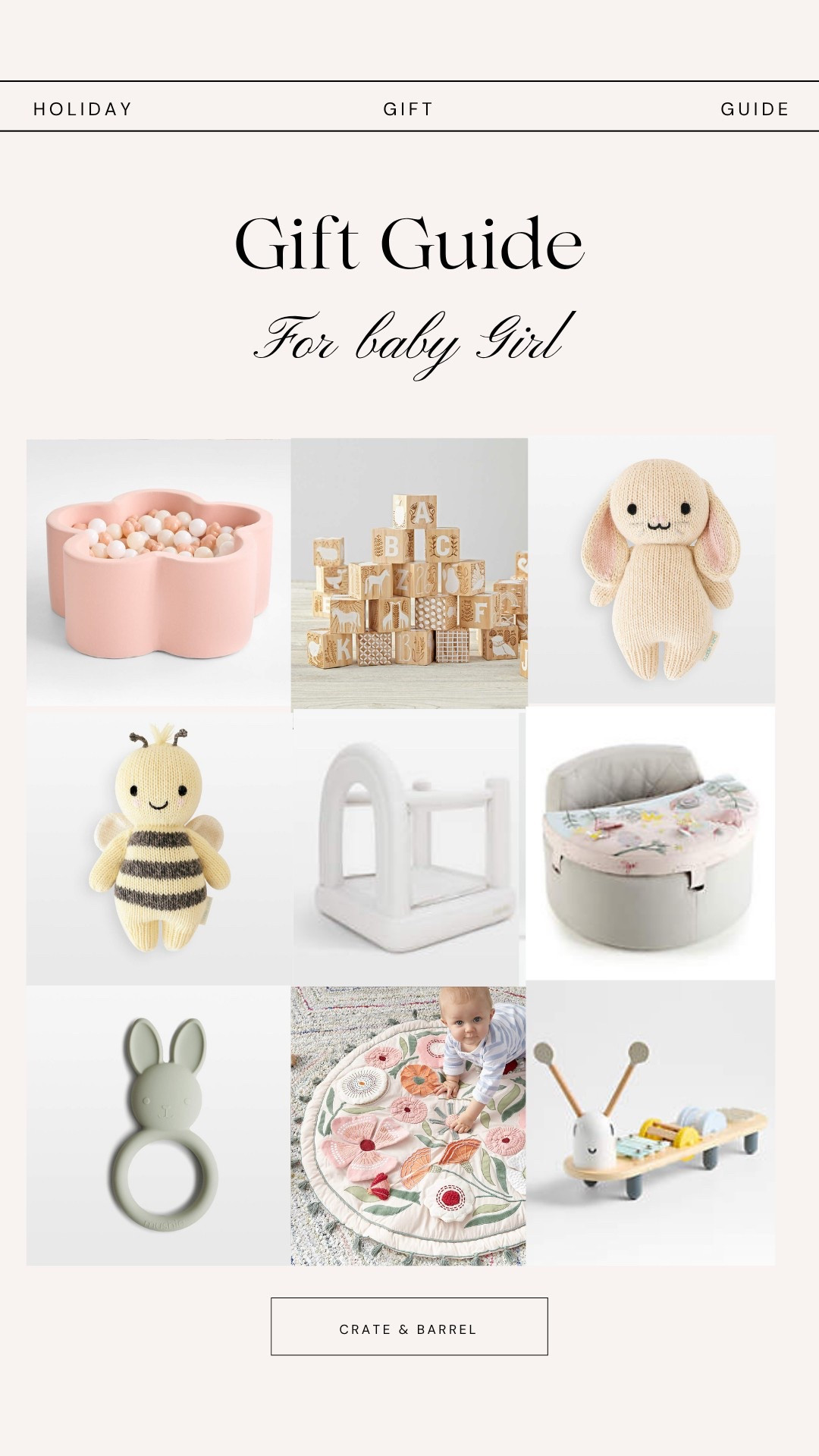 Christmas ideas for baby girl 
#Crate&Barrel #Crate&Kids #Christmas #LTKbaby

#LTKFamily #LTKKids #LTKBaby