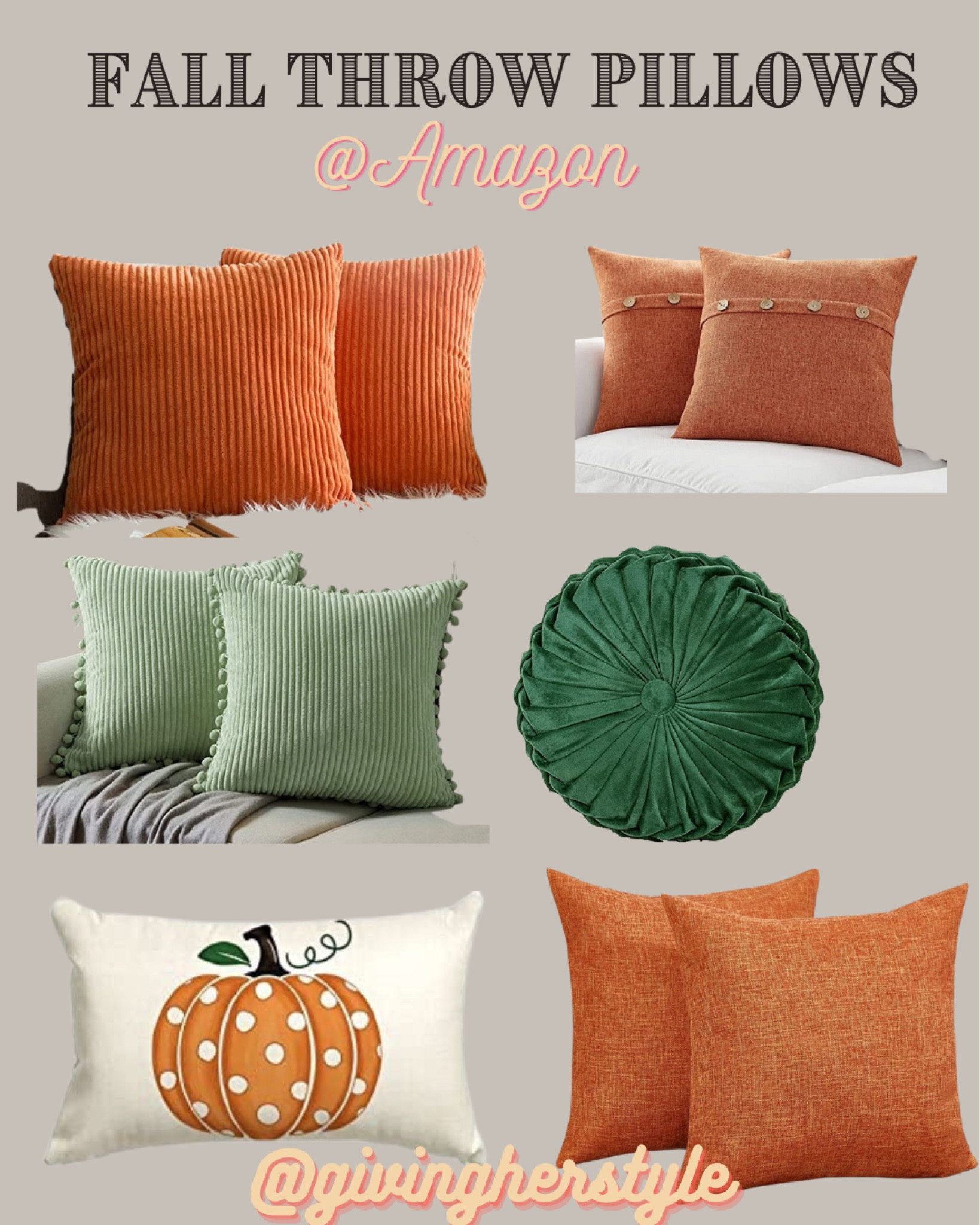 Fall throw pillows from Amazon! 

Amazon. Amazon prime. Amazon home. Amazon finds. Amazon prime home. Fall. Fall home decor. Fall home finds. Fall living room decor. Throw pillows. Fall throw pillows. Living room. Bedroom. Guest bedroom. Orange pillows. Emerald pillows. Farmhouse. Modern. Pillow covers. Halloween. Halloween home decor 
#amazon #amazonfinds #amazonhome #fall

#LTKSeasonal #LTKhome #LTKunder50