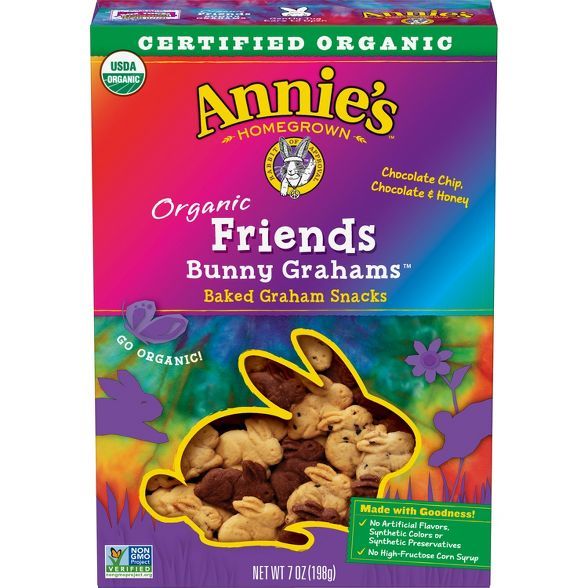 Annie's Organic Friends Bunny Grahams Chocolate Chip & Honey Baked Snacks - 7oz | Target
