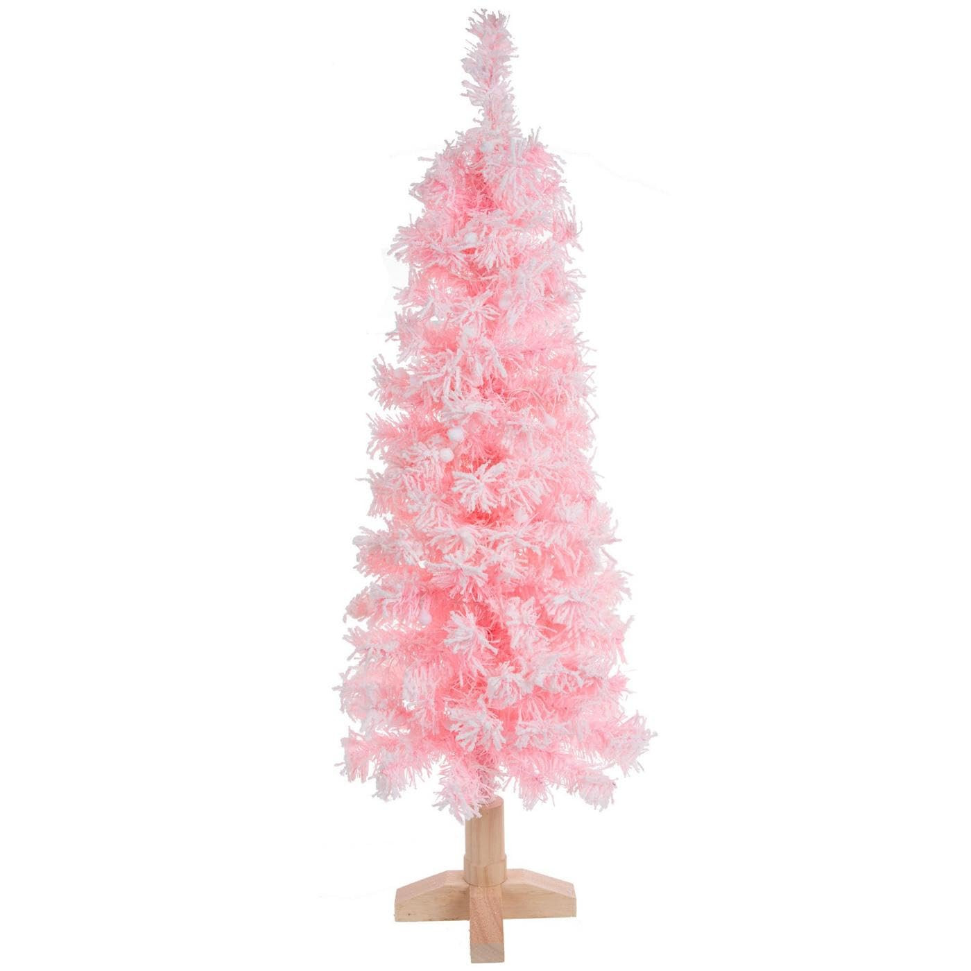Hobby Lobby Pink Christmas Tree, 4 Ft Artificial Pine with Flocking, 70 LED Lights, Wood Stand, 1... | Amazon (US)