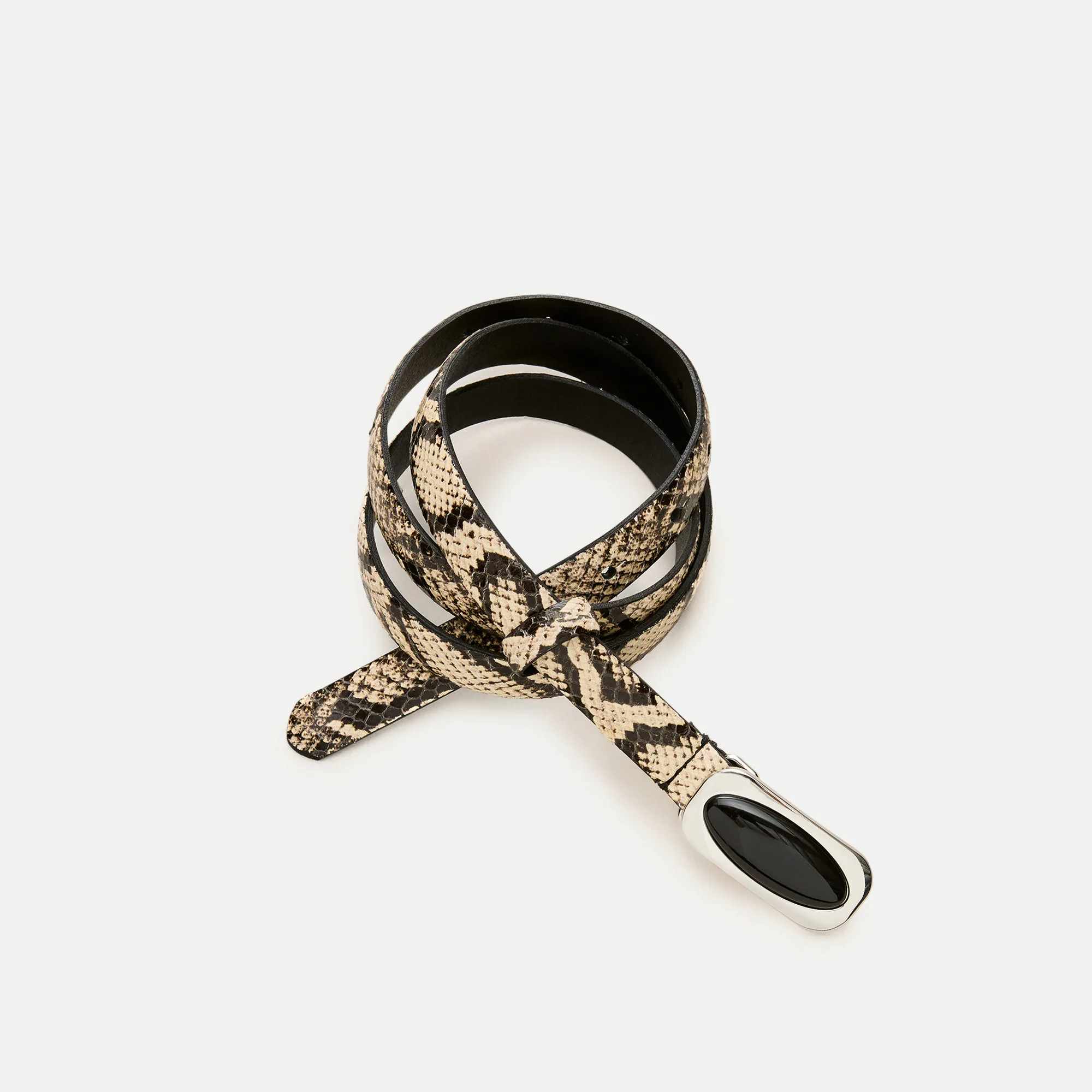 Embellished thin belt in snake-embossed leather | J. Crew US