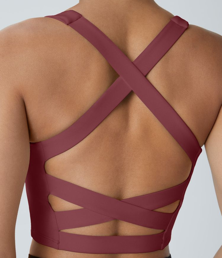 SoftlyZero™ Airy Square Neck Backless Crisscross Cropped Cool Touch Yoga Tank Top-UPF50+ A-C Cu... | HALARA