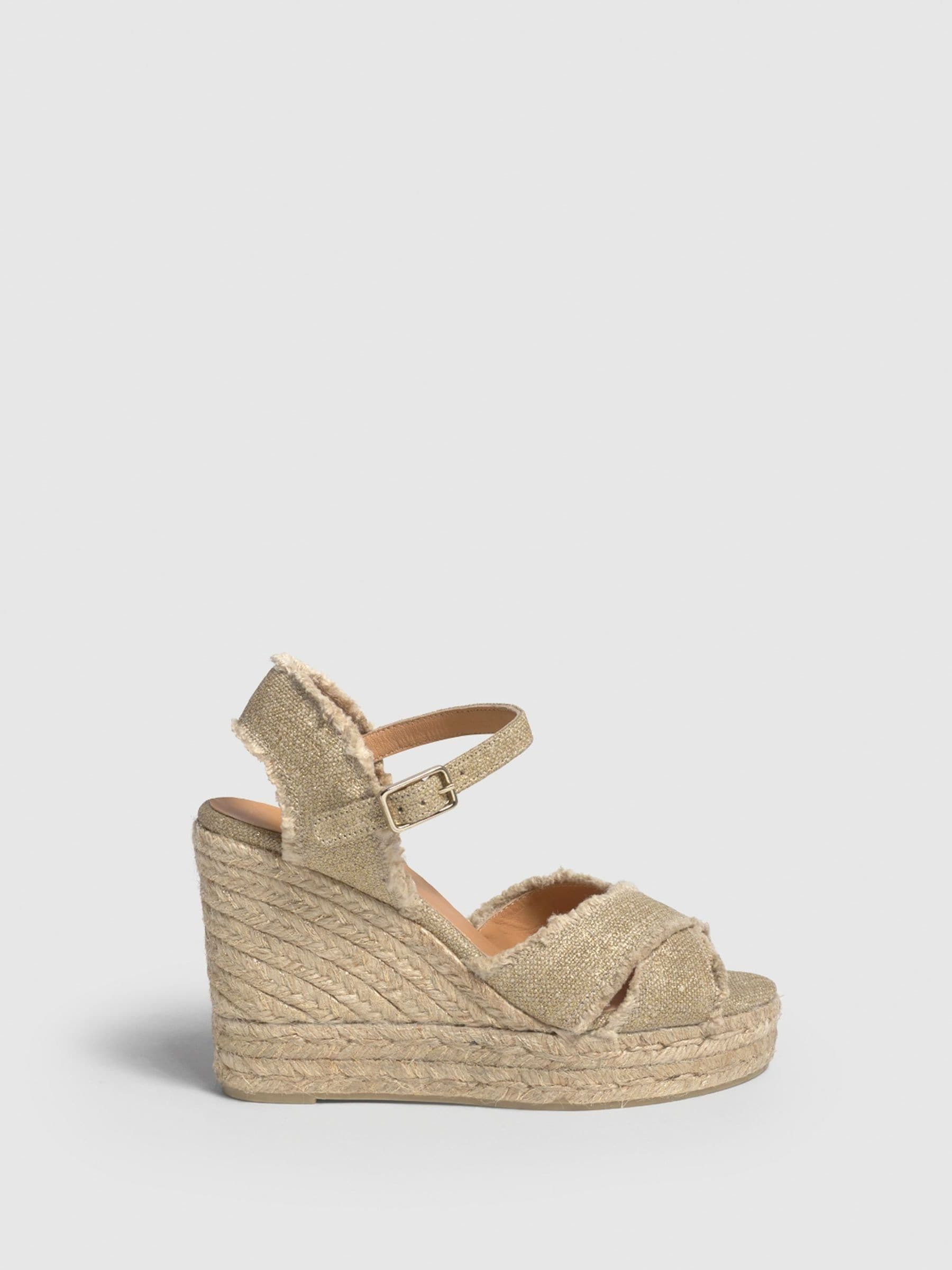 Castaner Castaner Gold Platform Wedges Cross Strap Espadrilles | Next US