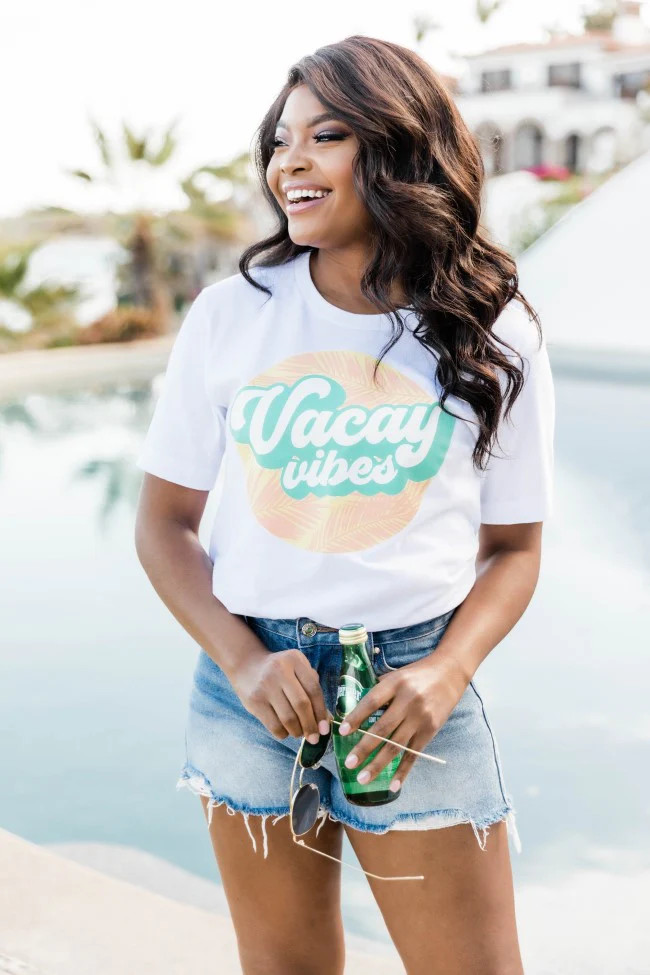 Vacay Vibes White Graphic Tee | The Pink Lily Boutique