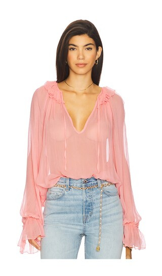 Evelyn Sheer Top in Rose Pink | Revolve Clothing (Global)