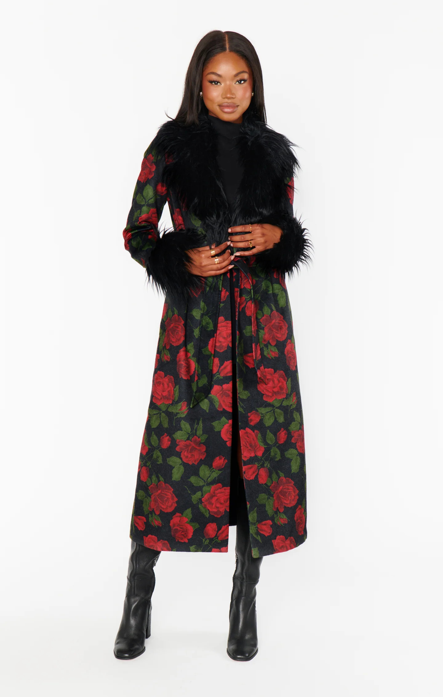 Elaine Coat ~ Send Me Roses with Faux Fur | Show Me Your Mumu