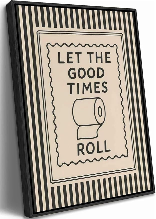 Black Framed Funny Bathroom Canvas Wall Art Inspirational Quotes Painting Picture Wall Decor Humo... | Amazon (US)