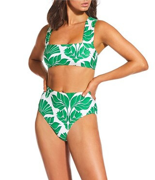 Alex Marie Signature Sculpt Wide Strap Square Neck Bralette Swim Top & Nouveau Tropical High Wais... | Dillard's