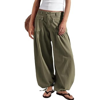 Yanekop Womens Balloon Pants High Waisted Wide Leg Harem Pants | Stretchy Baggy Jeans, Summer Fal... | Amazon (US)