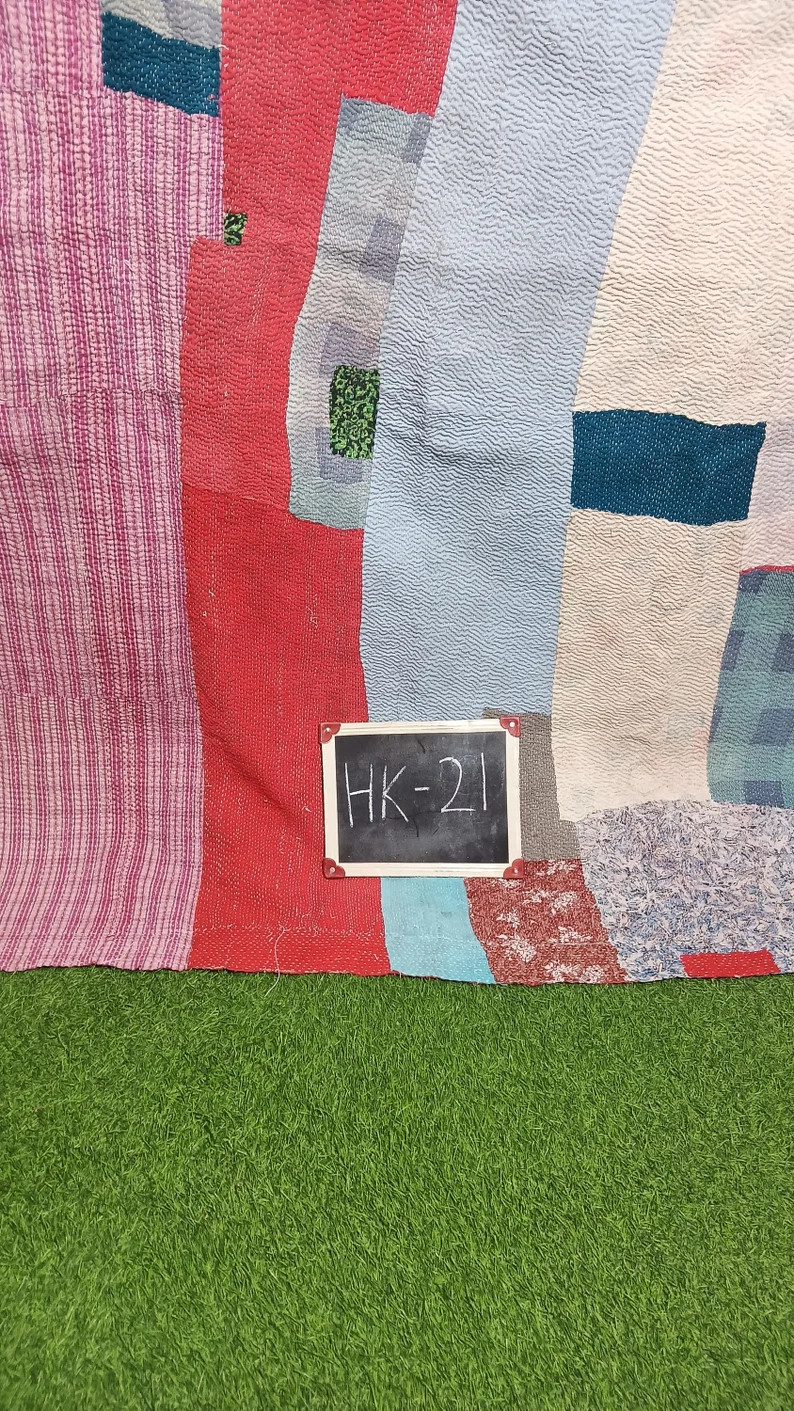 Kantha Quilt Reversible Organic Cotton Vintage Kantha Quilt High Quality Handmade Kantha Bedsheet... | Etsy (US)