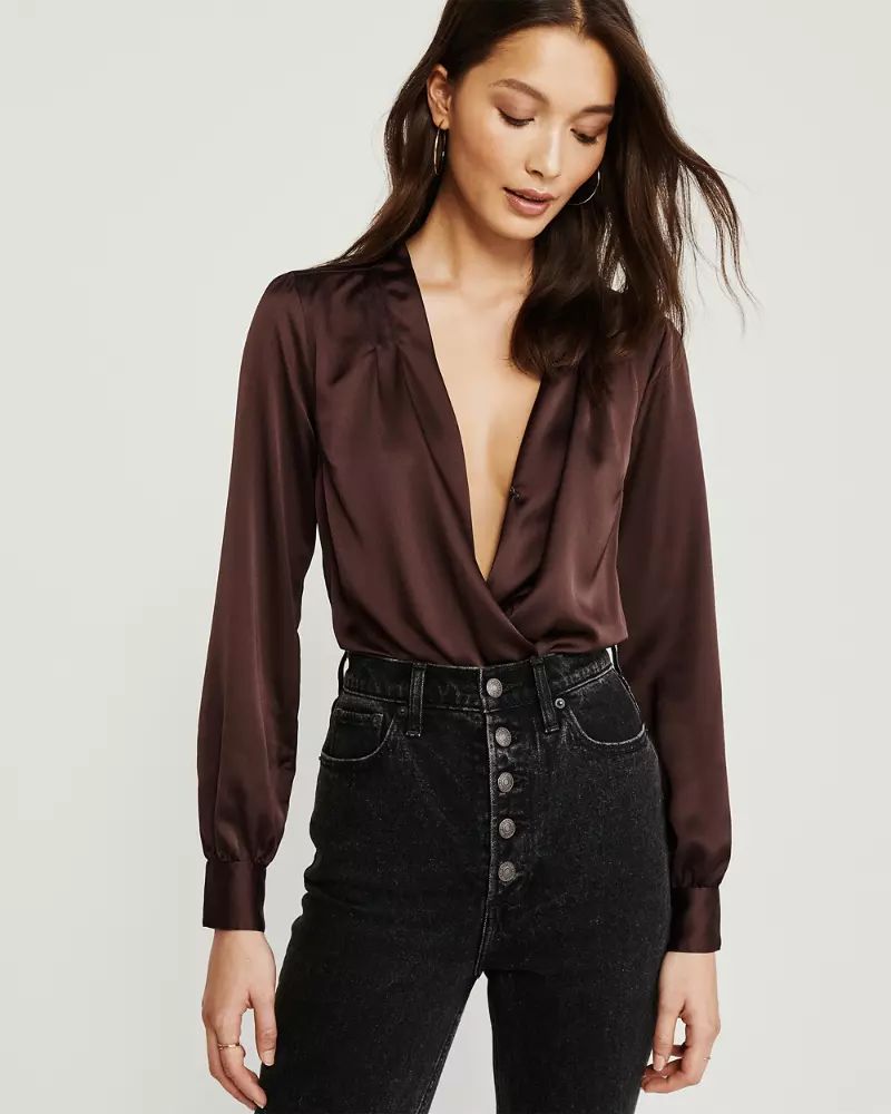 Long-Sleeve Satin Bodysuit | Abercrombie & Fitch US & UK