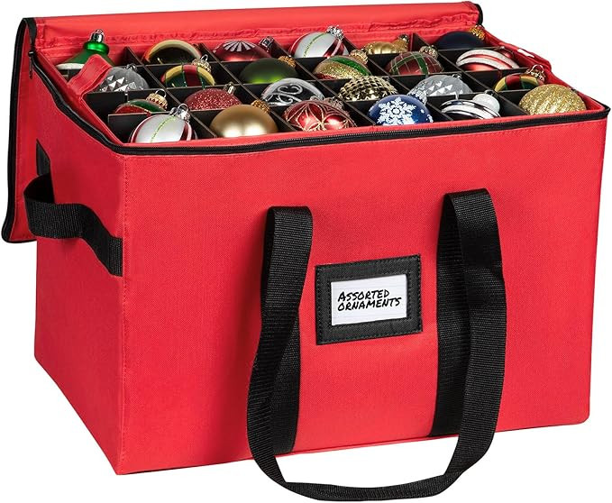 Christmas Ornament Storage Container,Box Stores Up to 96, Adjustable Dividers, Large Organizer Bi... | Amazon (US)