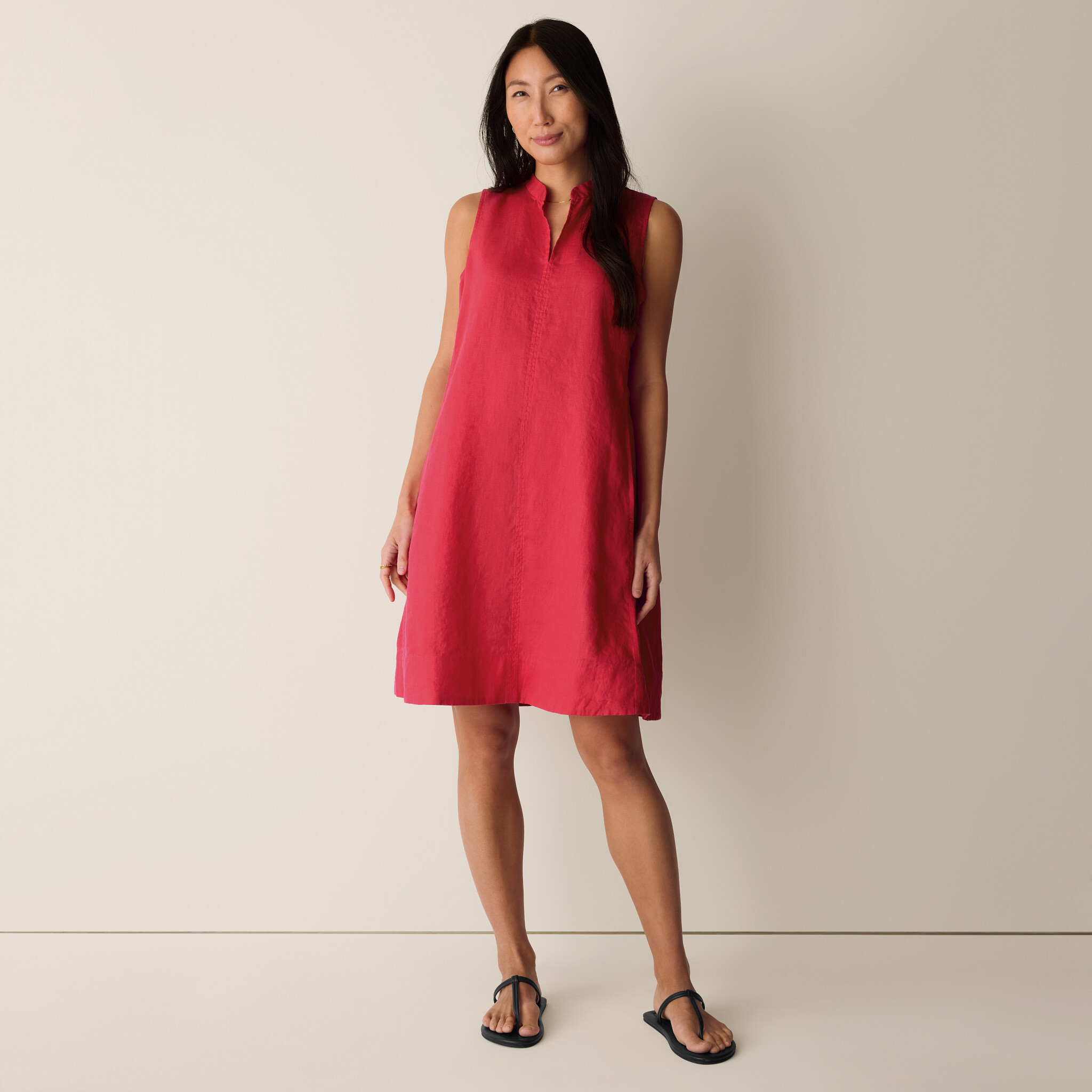 Organic Linen Split Neck Dress | Eileen Fisher