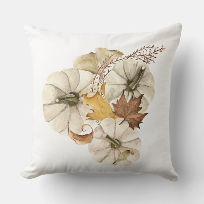Watercolor Fall Pumpkin Throw Pillow | Zazzle