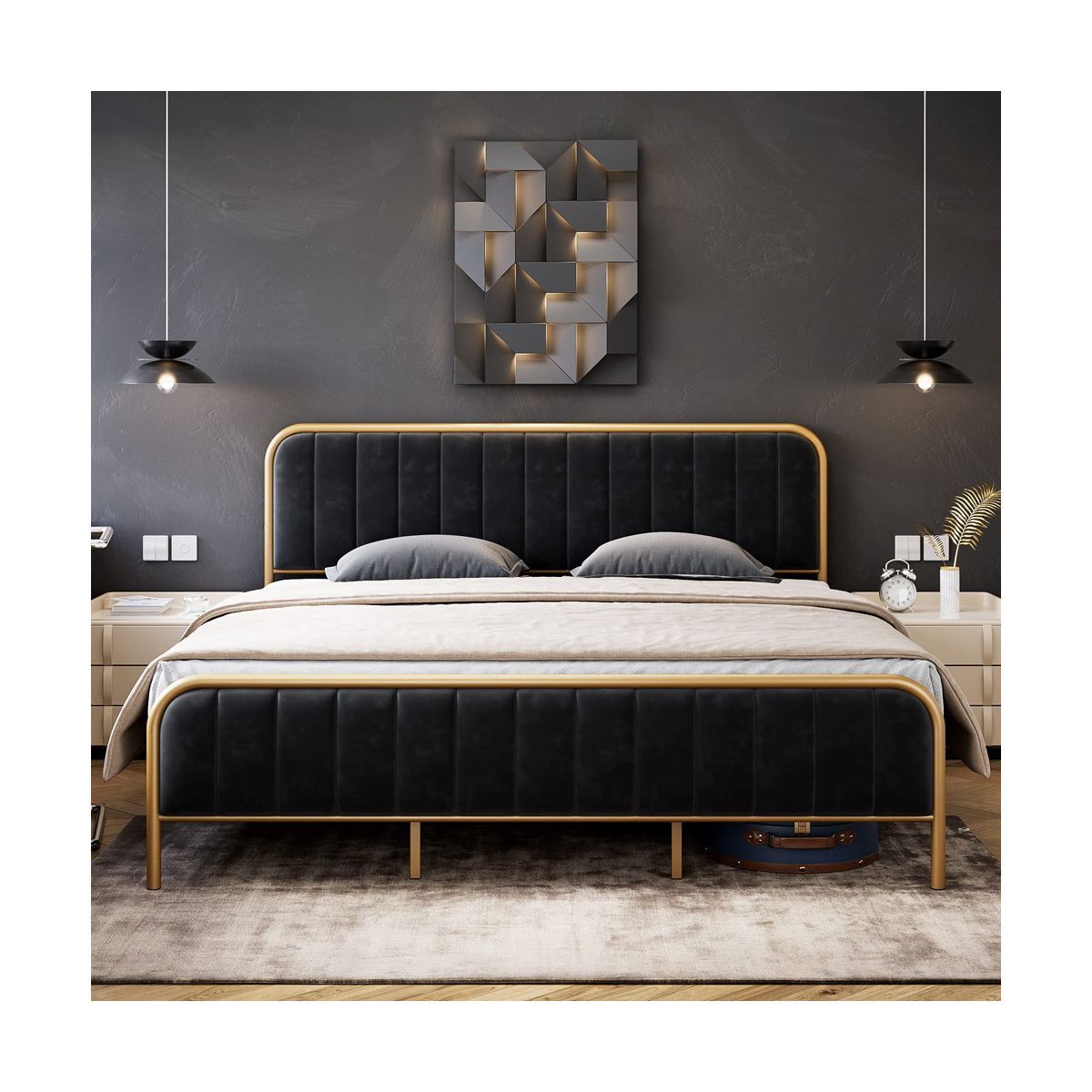 Velvet Upholstered Bed Frame with Headboard | Target