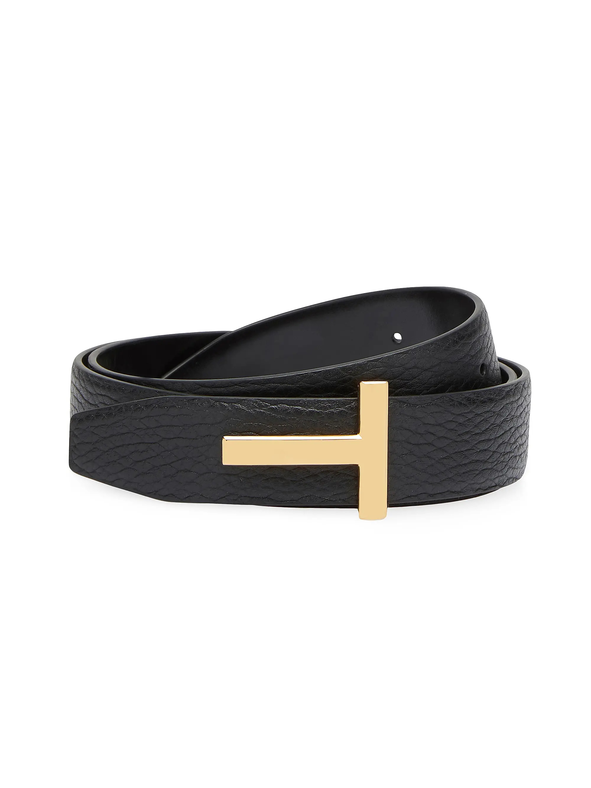 TOM FORD T Logo Leather Reversible Belt | Saks Fifth Avenue | Saks Fifth Avenue