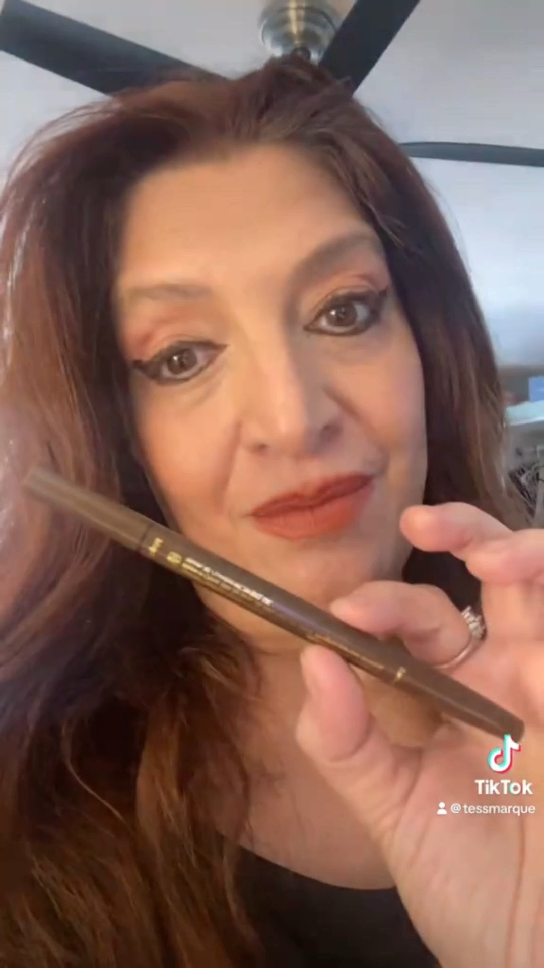 How to do a cat eye on mature eyes . I’m using Tarte dual eye pencil . It has a creamy eye pencil on one side . A pigmented liquid eyeliner on the other . I got the brown shade . Love it . 

#LTKWatchNow #LTKOver40 #LTKBeauty