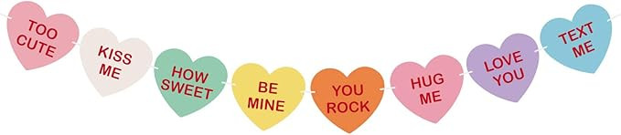 TUPARKA Valentine Conversation Candy Hearts Banner Valentine Candy Hearts Sayings Garland for Val... | Amazon (US)