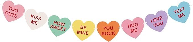 KUUQA Valentine Conversation Candy Hearts Banner Valentine Candy Hearts Sayings Garland for Valen... | Amazon (CA)