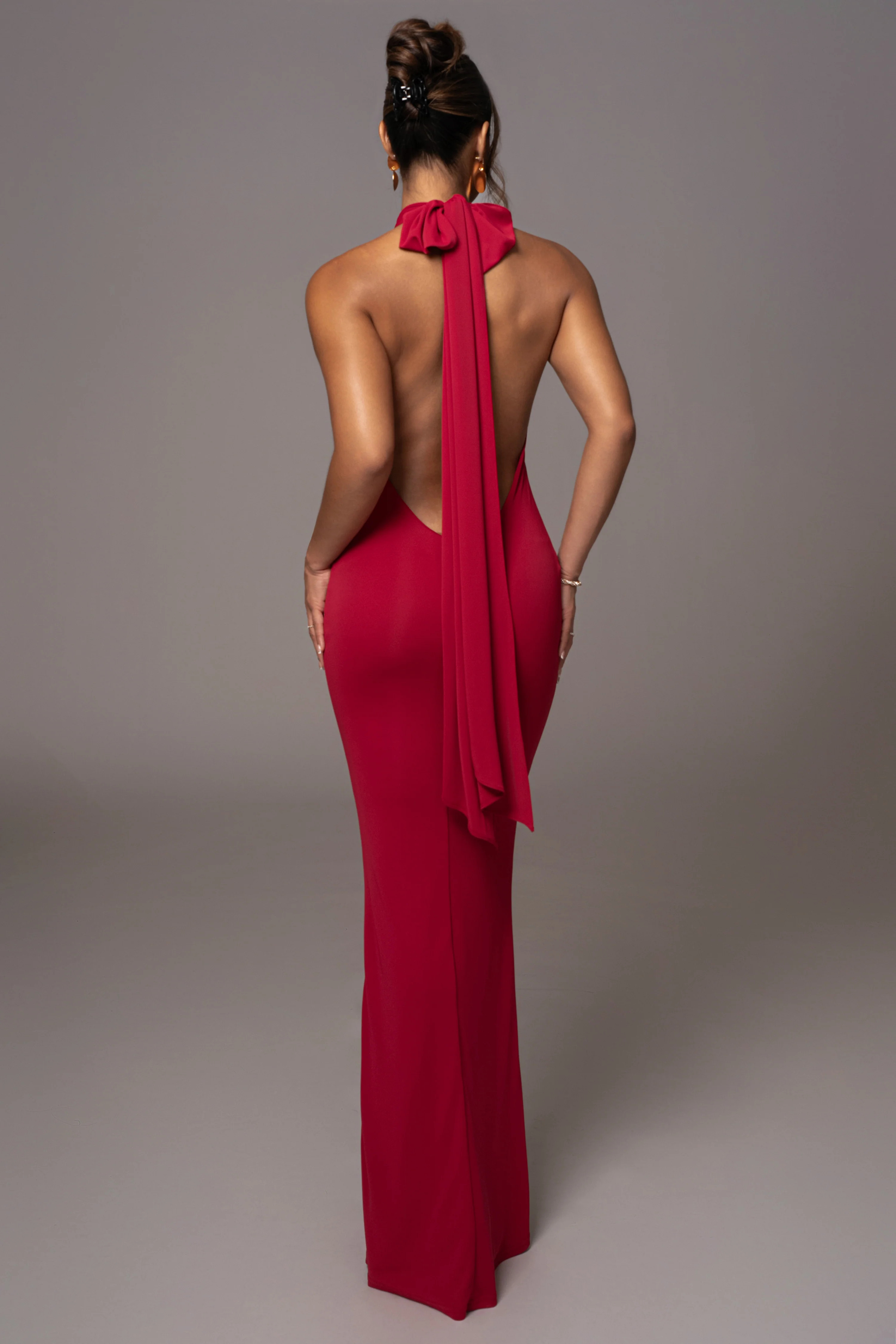 Red Golden Evening Maxi Gown XXL | JLUXLABEL