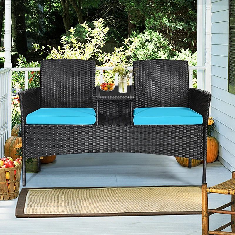 Brieana Polyethylene (PE) Wicker 2 - Person Seating Group with Cushions | Wayfair North America