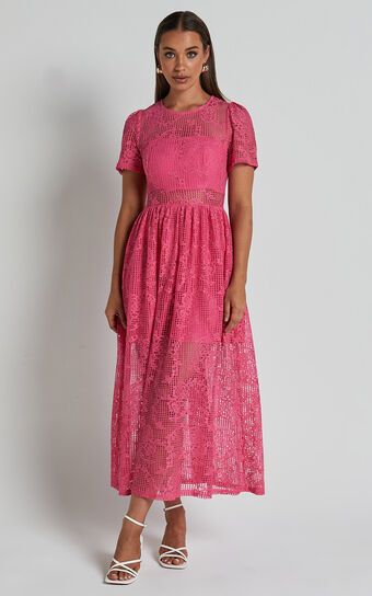 Leon Midi Dress - Short Sleeve Dress in Pink | Showpo (US, UK & Europe)
