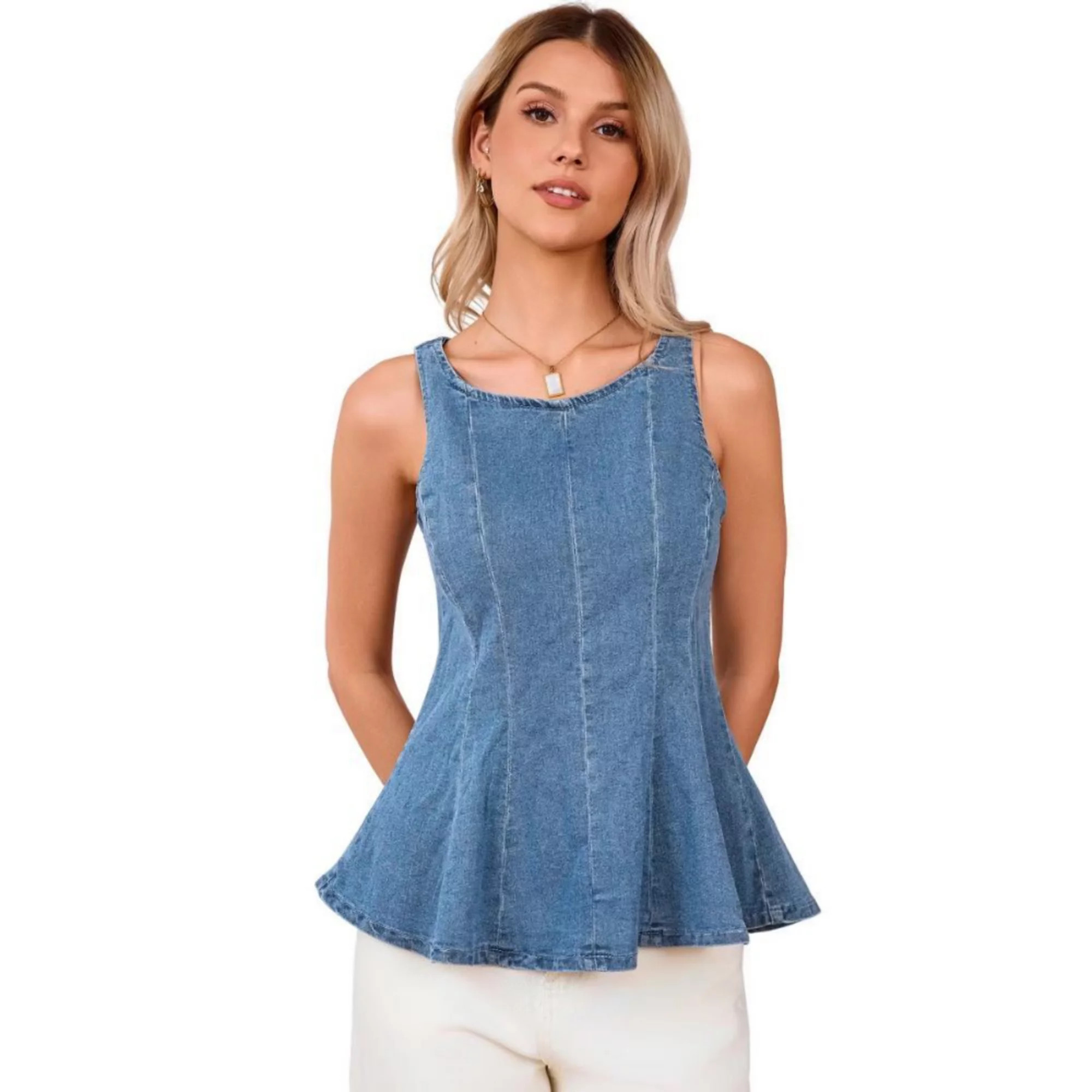 Women's Strapless Denim Ruffle Top Camisole Peplum Jean Tops Corset Vests | Kohl's