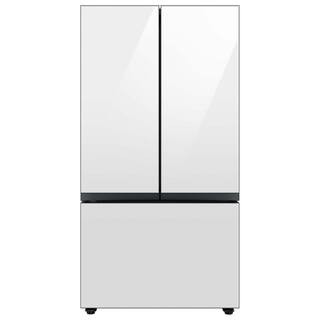 Samsung Bespoke 24 cu. ft. 3-Door French Door Smart Refrigerator in White Glass, Counter Depth RF... | The Home Depot