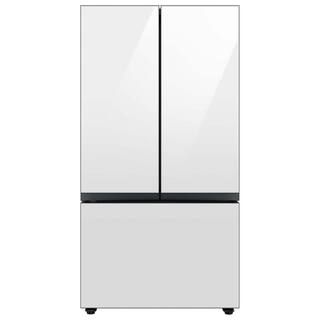 Samsung Bespoke 24 cu. ft. 3-Door French Door Smart Refrigerator in White Glass, Counter Depth RF... | The Home Depot