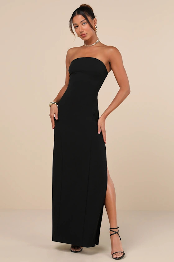 Infamous Icon Black Strapless Column Maxi Dress | Lulus