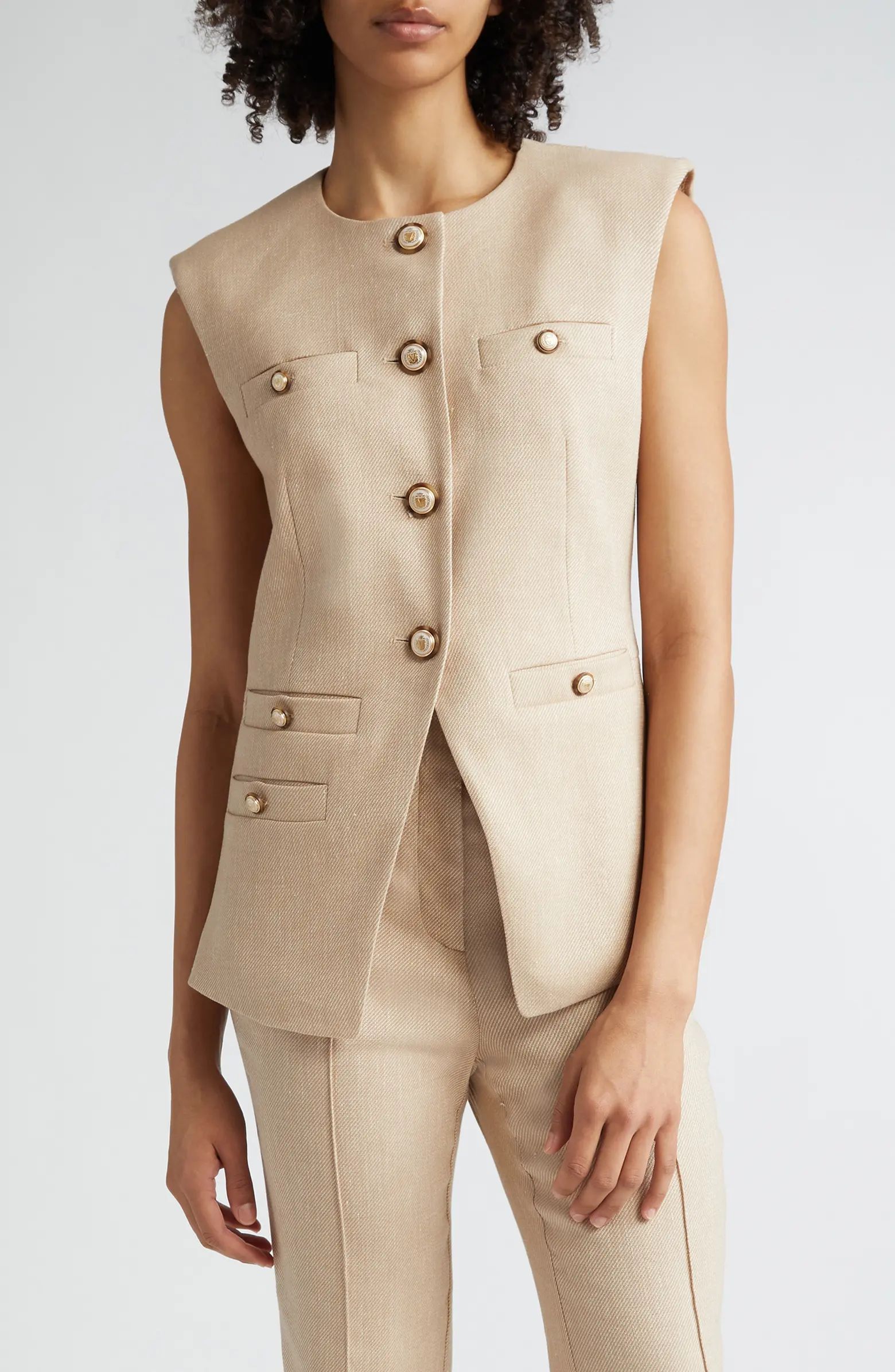 Tamara Linen Blend Twill Vest | Nordstrom