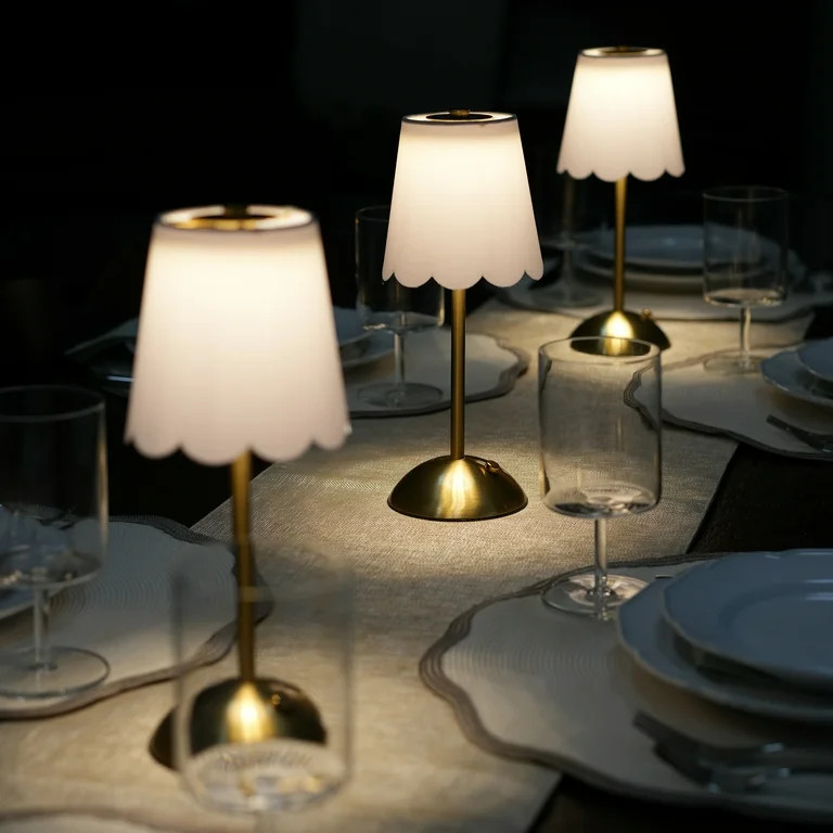 Home Decor Collection Sterling & Noble Home Cordless Rechargeable 11.9" Brass Table Lamp with Dim... | Walmart (US)