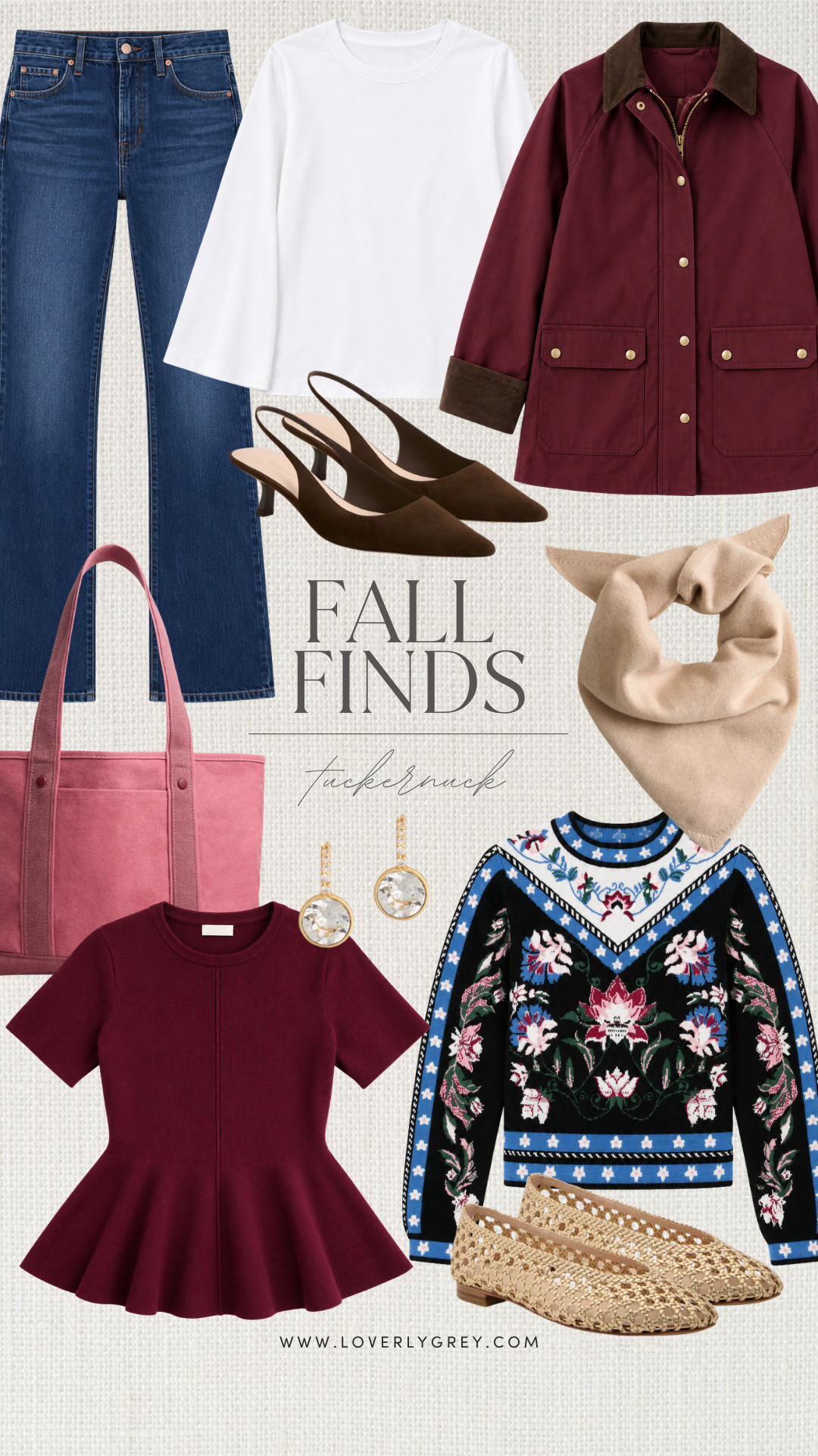 So many pretty pieces from Tuckernuck! really love the burgundy barn coat and that pink tote!

Loverly Grey, fall finds, tuckernuck, fall jacket, jeans, sweater 

 #LTKSeasonal