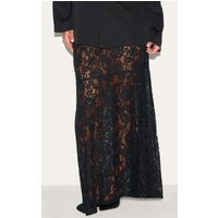 Plus Black Floral Lace Sheer Maxi Skirt | PrettyLittleThing US