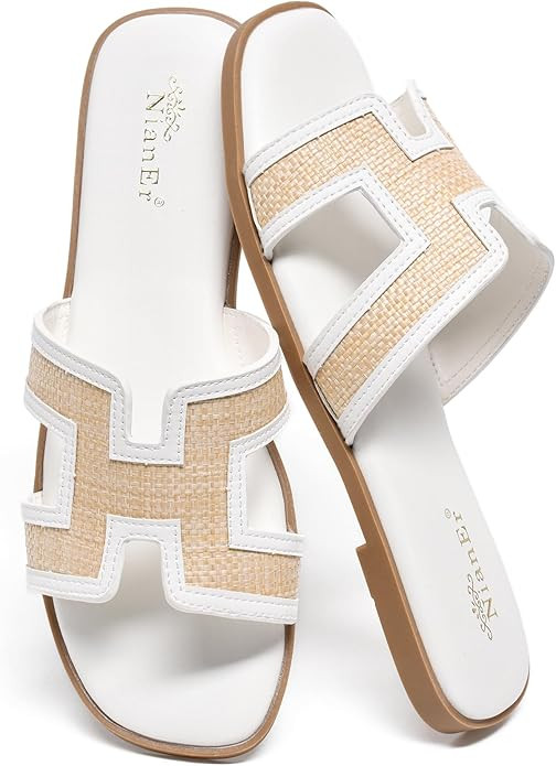 NianEr Womens Microfiber Leather Comfort Foam Support H Sandals Square Toe Dress Dressy Slip On C... | Amazon (US)