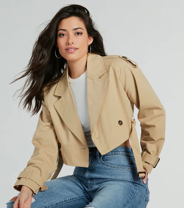 Eye For Style Twill Belted Crop Trench Coat | Windsor Stores