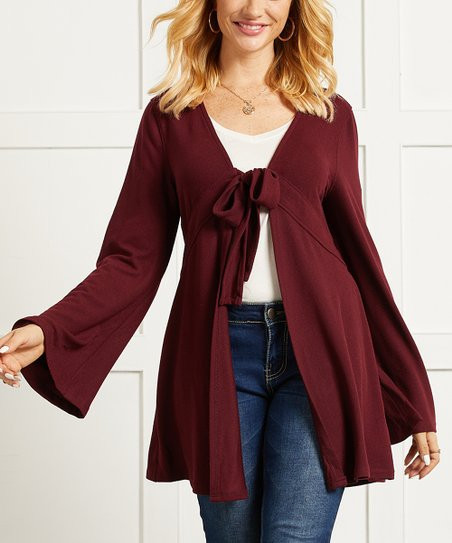 Raisin Tie-Front Empire-Waist Cardigan - Women & Plus | Zulily