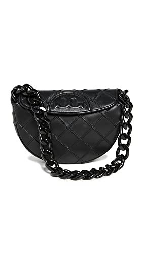 Tory Burch Women's Fleming Soft Mini Crescent Bag, Black, One Size | Amazon (US)