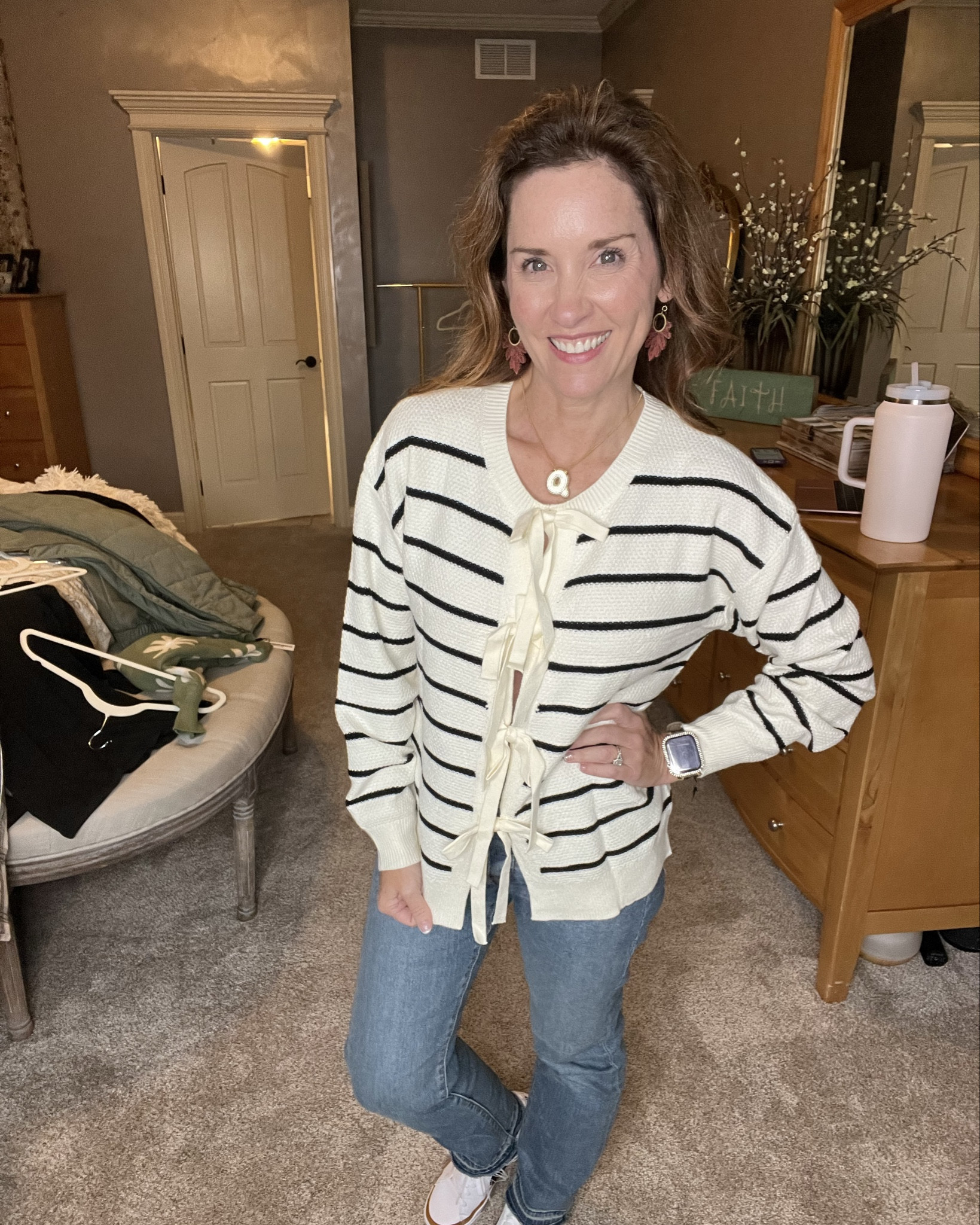 This top is super trendy with the ties in the middle! Super comfy and super cute! Definitely a staple for my in my fall wardrobe!❤️

#LTKNYFW #LTKFallSale #LTKSeasonal