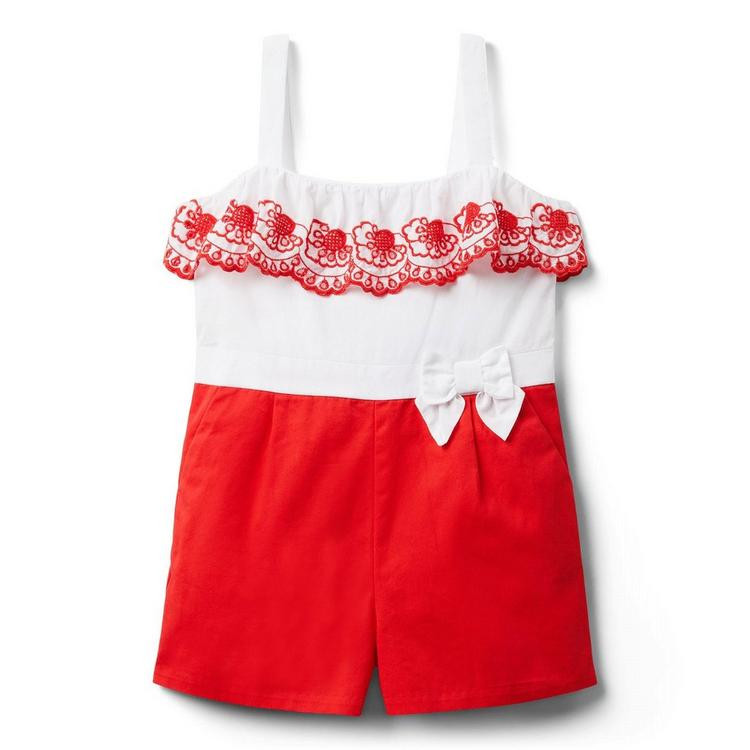 Eyelet Ruffle Colorblocked Romper | Janie and Jack