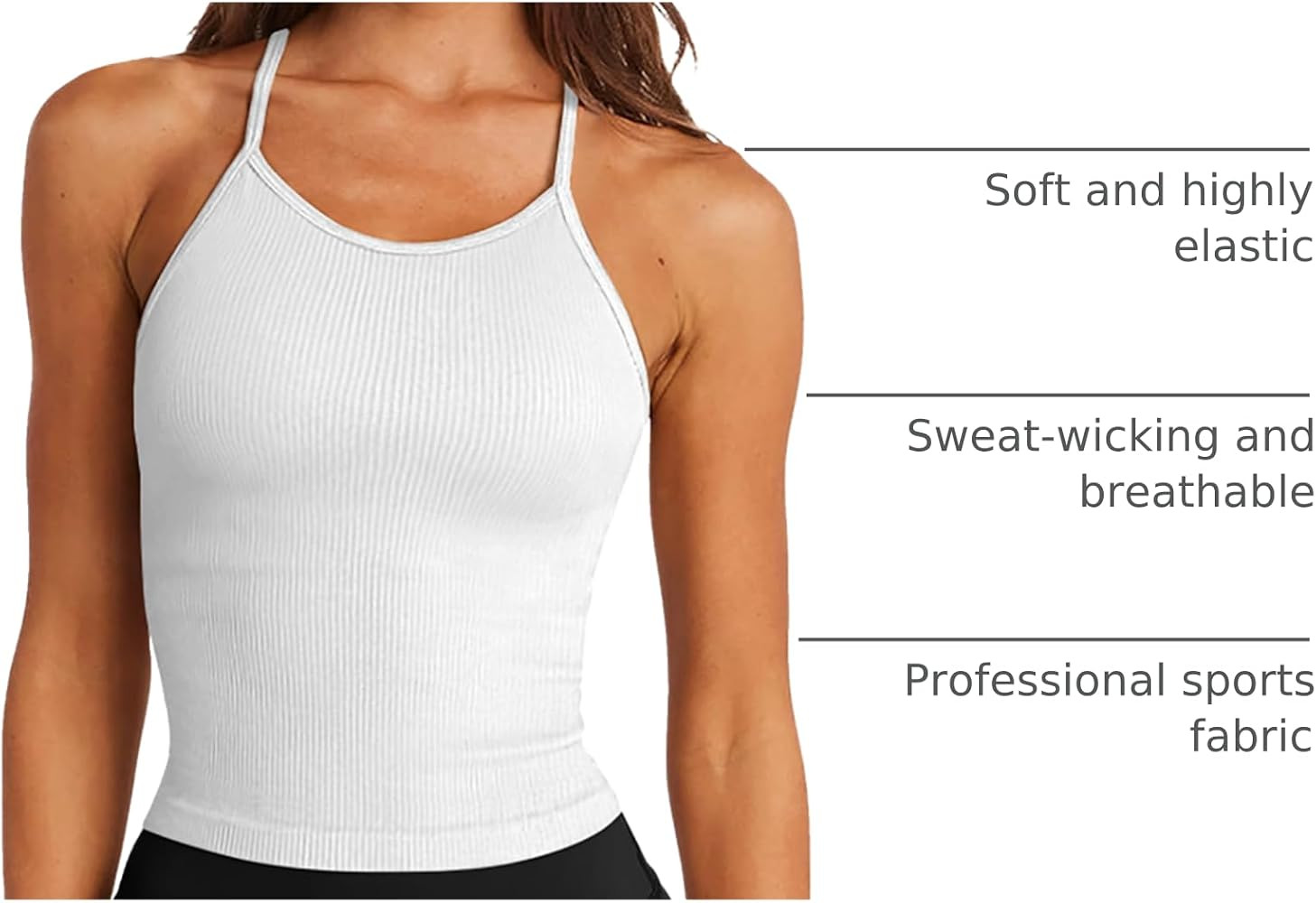 LASLULU Womens Sports Bra Seamless Long Crop Tank Racer Back Spaghetti Strap Workout Yoga Bra Pad... | Amazon (US)