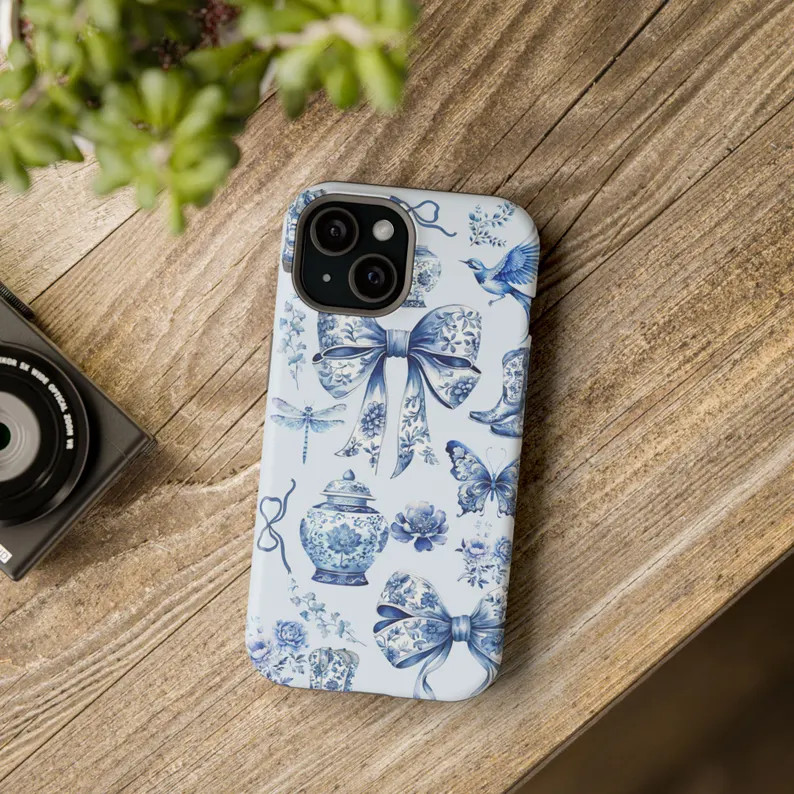 Magnetic Tough Case | Chinoiserie Phone Case | Blue and White Coquette Phone Case | Y2K Aesthetic... | Etsy (US)