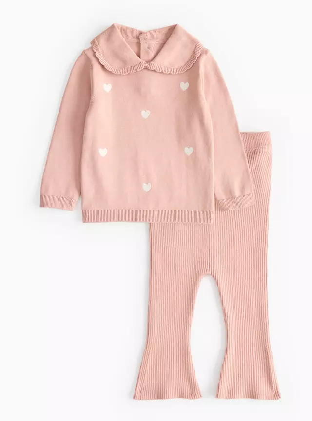 Collared Knitted Jumper & Flared Leggings Set 18-24 months | Tu Clothing