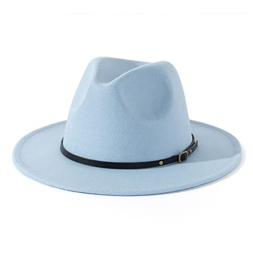 Lisianthus Women Belt Buckle Fedora Hat Light Sky Blue | Amazon (US)